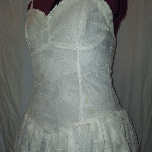 Wild Fable White Ruched Ruffled Mini Dress - Picture 2 of 3